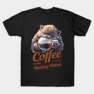 Cute Cat Coffee Design T-Shirt